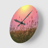 Sonnen - Gräser Runde Wanduhr (Winkel)