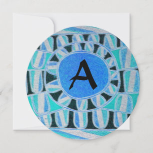 SONNEN SOLARENERGIE MONOGRAMM Aqua Blau Abstrakt Einladung