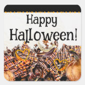 SONNEN! SONNENSCHEIN! GLÜCKLICH HALLOWEEN! :) RECT QUADRATISCHER AUFKLEBER (Vorderseite)