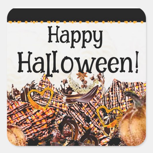 SONNEN! SONNENSCHEIN! GLÜCKLICH HALLOWEEN! :) RECT QUADRATISCHER AUFKLEBER (Vorderseite)