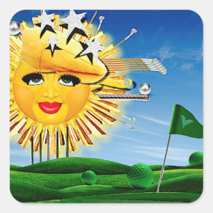 SONNEN! SONNENSCHEIN! SONNENTAG DES GOLFES! QUADRATISCHER AUFKLEBER