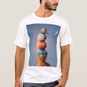 Sonnen-System-Eiscreme-Kegel - Surrealistische kos T-Shirt