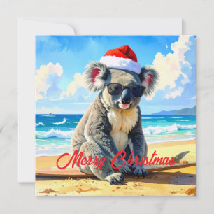 Sonnen- und Surf-Koala-Santa-Hut Feiertagskarte