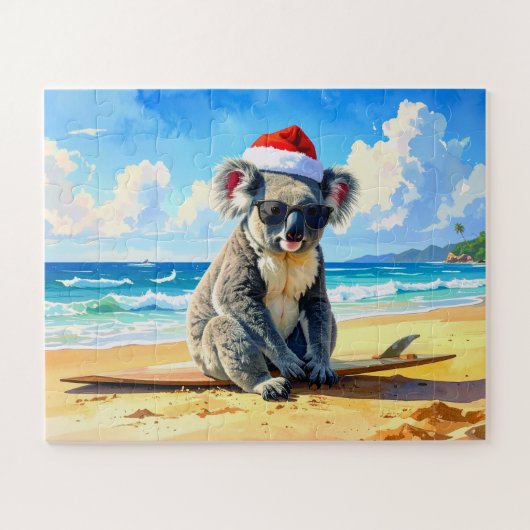 Sonnen- und Surf-Koala-Santa-Mütze Puzzle (Horizontal)