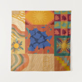 Sonnen-Vibes-Patchwork Wandteppich (Vorderseite)
