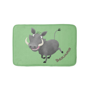 Sonnenafrikanische Warthos-Schwein-Cartoon-Illustr Badematte