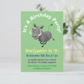 Sonnenafrikanische Warthos-Schwein-Cartoon-Illustr Einladung (Stehend Vorderseite)