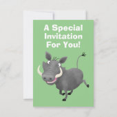 Sonnenafrikanische Warthos-Schwein-Cartoon-Illustr Einladung (Rückseite)