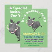 Sonnenafrikanische Warthos-Schwein-Cartoon-Illustr Einladung (Vorne/Hinten)