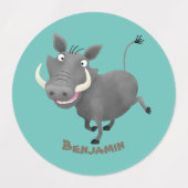 Sonnenafrikanische Warthos-Schwein-Cartoon-Illustr Etiketten (Design 1)