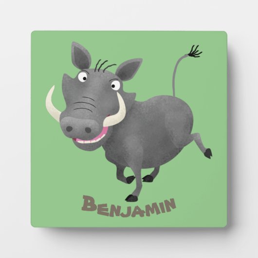 Sonnenafrikanische Warthos-Schwein-Cartoon-Illustr Fotoplatte (Vorderseite)