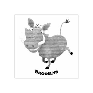 Sonnenafrikanische Warthos-Schwein-Cartoon-Illustr Gummistempel