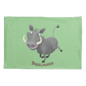 Sonnenafrikanische Warthos-Schwein-Cartoon-Illustr Kissenbezug (Rückseite)