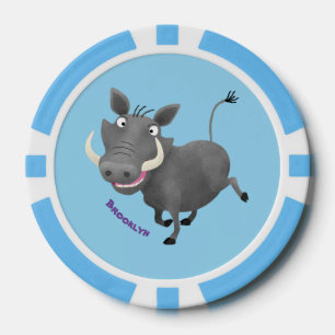 Sonnenafrikanische Warthos-Schwein-Cartoon-Illustr Pokerchips