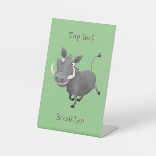 Sonnenafrikanische Warthos-Schwein-Cartoon-Illustr Sockelschild (Vorderseite)