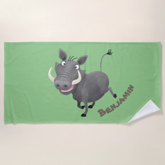 Sonnenafrikanische Warthos-Schwein-Cartoon-Illustr Strandtuch (Vorderseite)