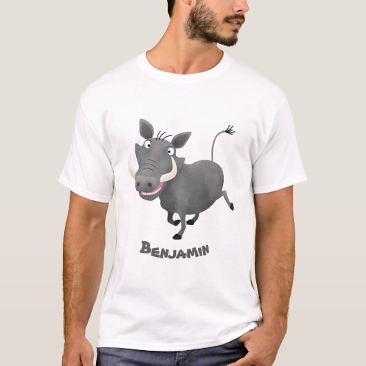 Sonnenafrikanische Warthos-Schwein-Cartoon-Illustr T-Shirt (Vorderseite)