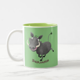 Sonnenafrikanische Warthos-Schwein-Cartoon-Illustr Zweifarbige Tasse