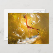 Sonnenanbeter-Giraffe mit Welle und Blasen Postkarte (Vorne/Hinten)