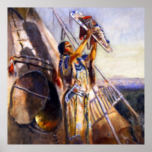 „Sonnenanbetung in Montana“ von Charles Russell Poster