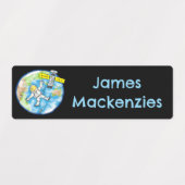 Sonnenastronaut im Weltraum Cartoon personalisiert Etiketten (Design 2)