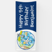 Sonnenastronaut im Weltraum und Cartoon der Erde Banner (Vertikal)