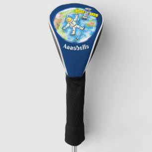 Sonnenastronaut im Weltraum und Cartoon der Erde Golf Headcover