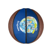 Sonnenastronaut im Weltraum und Cartoon der Erde Mini Basketball (Vertikal)