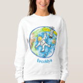 Sonnenastronaut im Weltraum und Cartoon der Erde Sweatshirt (Vorderseite)