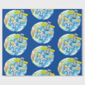 Sonnenastronaut in der Illustration des Cartoon im Geschenkpapier (Flach)