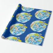 Sonnenastronaut in der Illustration des Cartoon im Geschenkpapier (Ungerollt)