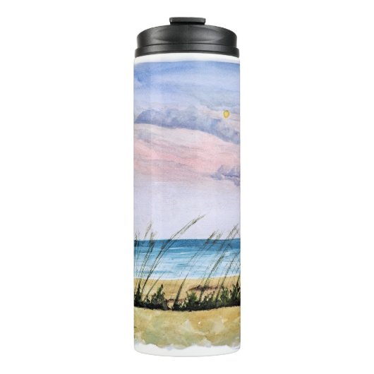 Sonnenaufgang am Meer - Aquarellmalerei Bal Thermosbecher (Vorderseite)