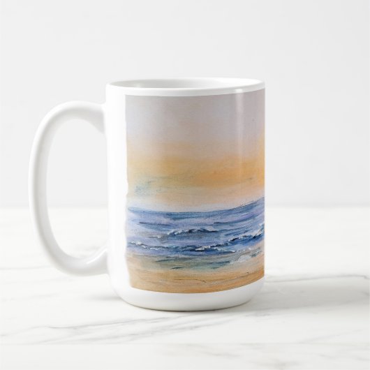 Sonnenaufgang am Meer - Aquarellmalerei Kaffeetasse (Links)