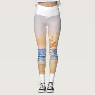 Sonnenaufgang am Meer - Aquarellmalerei Leggings