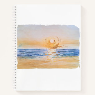 Sonnenaufgang am Meer - Aquarellmalerei Notizblock