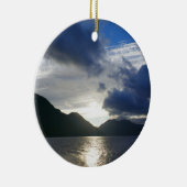 Sonnenaufgang am See Crescent Keramik Ornament (Rechts)