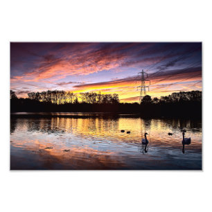 Sonnenaufgang am See, Leighton Buzzard (6353) Fotodruck