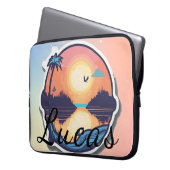 Sonnenaufgang am See mit majestätischer Silhouette Laptopschutzhülle (Vorderseite Links)