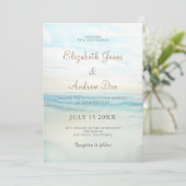 Sonnenaufgang am Strand Einladung zur Hochzeit (Stehend Vorderseite)