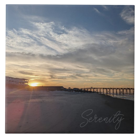 Sonnenaufgang am Strand Fliese (Vorderseite)