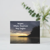 Sonnenaufgang am Strand von Pau Pau Postkarte (Stehend Vorderseite)