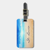 Sonnenaufgang am Strand von St. Lucia Gepäckanhänger (Vorderseite vertikal)