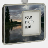 Sonnenaufgang am Swiftcurrent Lake II Rahmen-Ornament Silber (Rechts)
