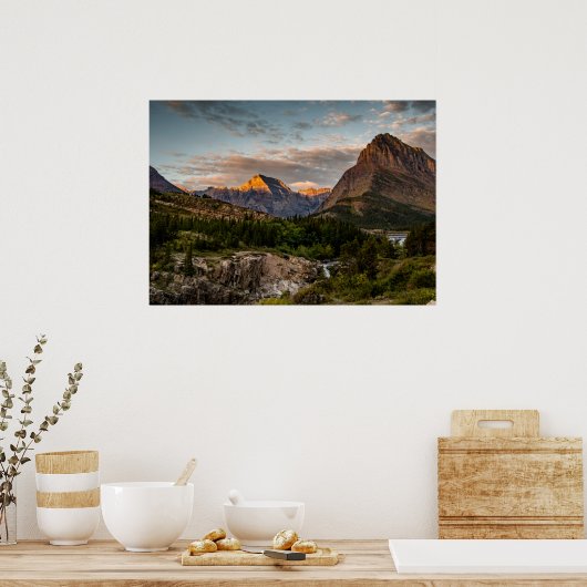 Sonnenaufgang am Swiftcurrent Lake Poster (Küche)