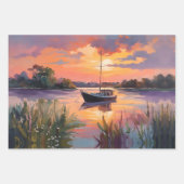 Sonnenaufgang am Teich Aquarell/Serenlandschaften Geschenkpapier Set (Vorderseite 3)