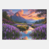 Sonnenaufgang am Teich Aquarell/Serenlandschaften Geschenkpapier Set (Vorderseite 2)