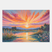 Sonnenaufgang am Teich Aquarell/Serenlandschaften Geschenkpapier Set (Vorderseite)