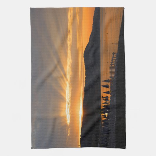 Sonnenaufgang an der Promenade des Anglais Geschirrtuch (Vertikal)