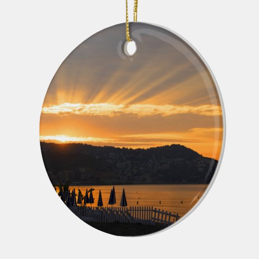 Sonnenaufgang an der Promenade des Anglais Keramik Ornament (Links)