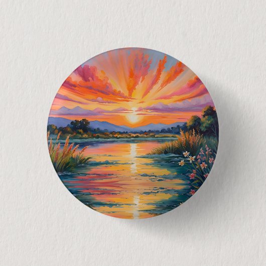 Sonnenaufgang an der Wasserfarbe des Teiches Button (Vorderseite)